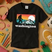 State Of Washington Pacific Northwest Bigfoot Mountain Kids T-Shirt thumb 3