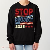 Stop Project 2025 Anti Trump Usa Flag Political Women's Sweatshirt thumb 0