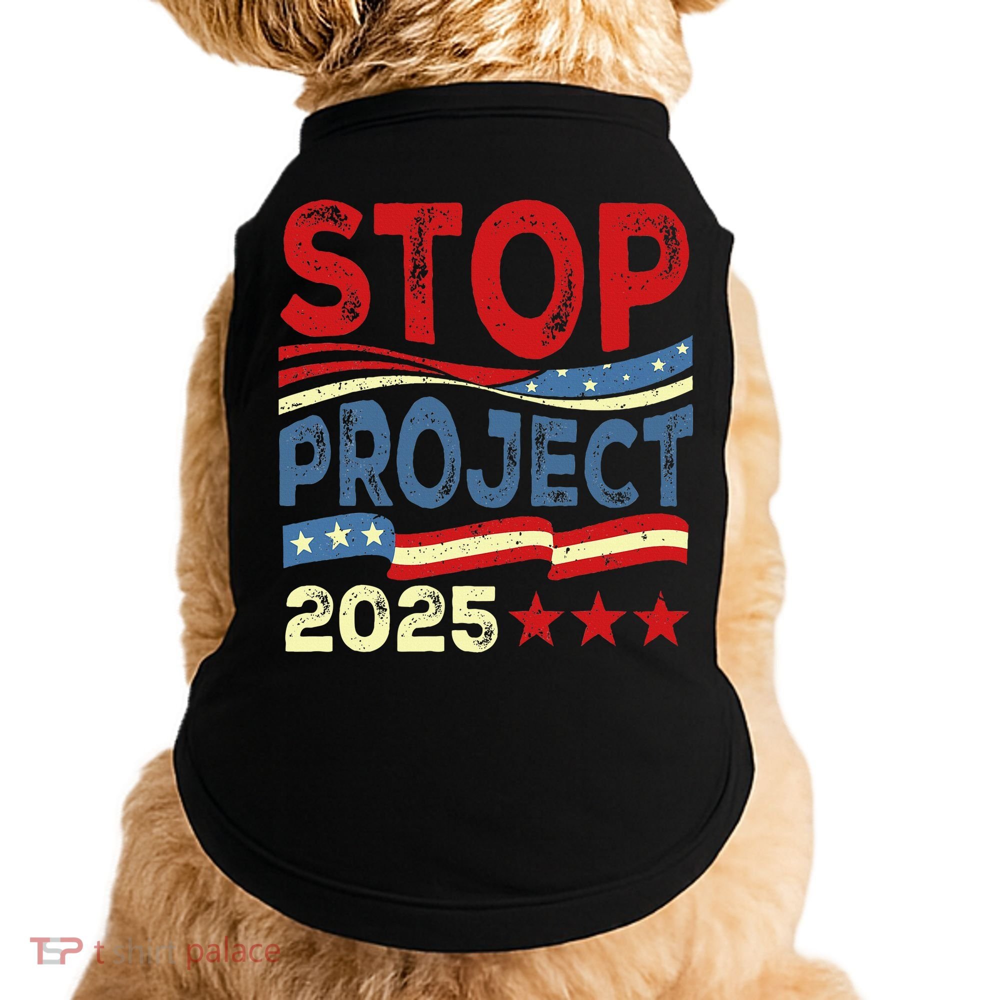 Stop Project 2025 Anti Trump Usa Flag Political Doggie Tank
