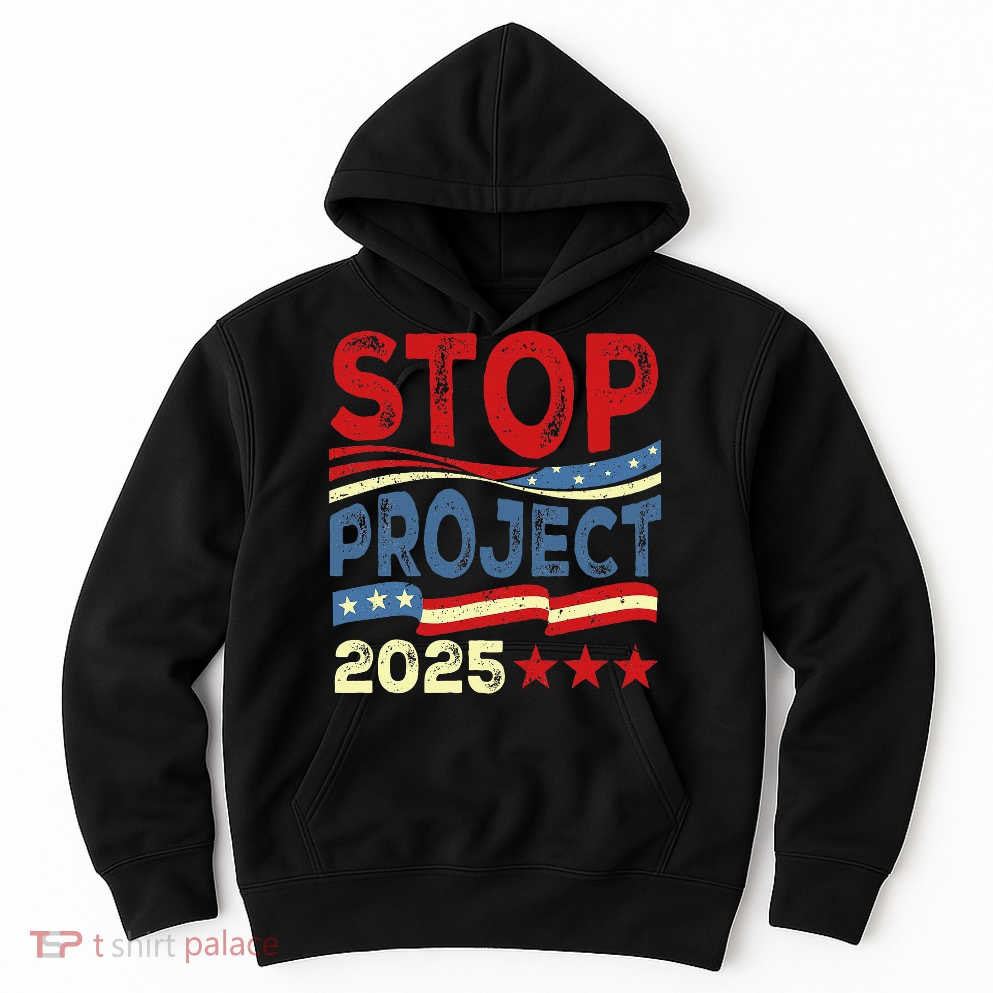 Stop Project 2025 Anti Trump Usa Flag Political Hoodie