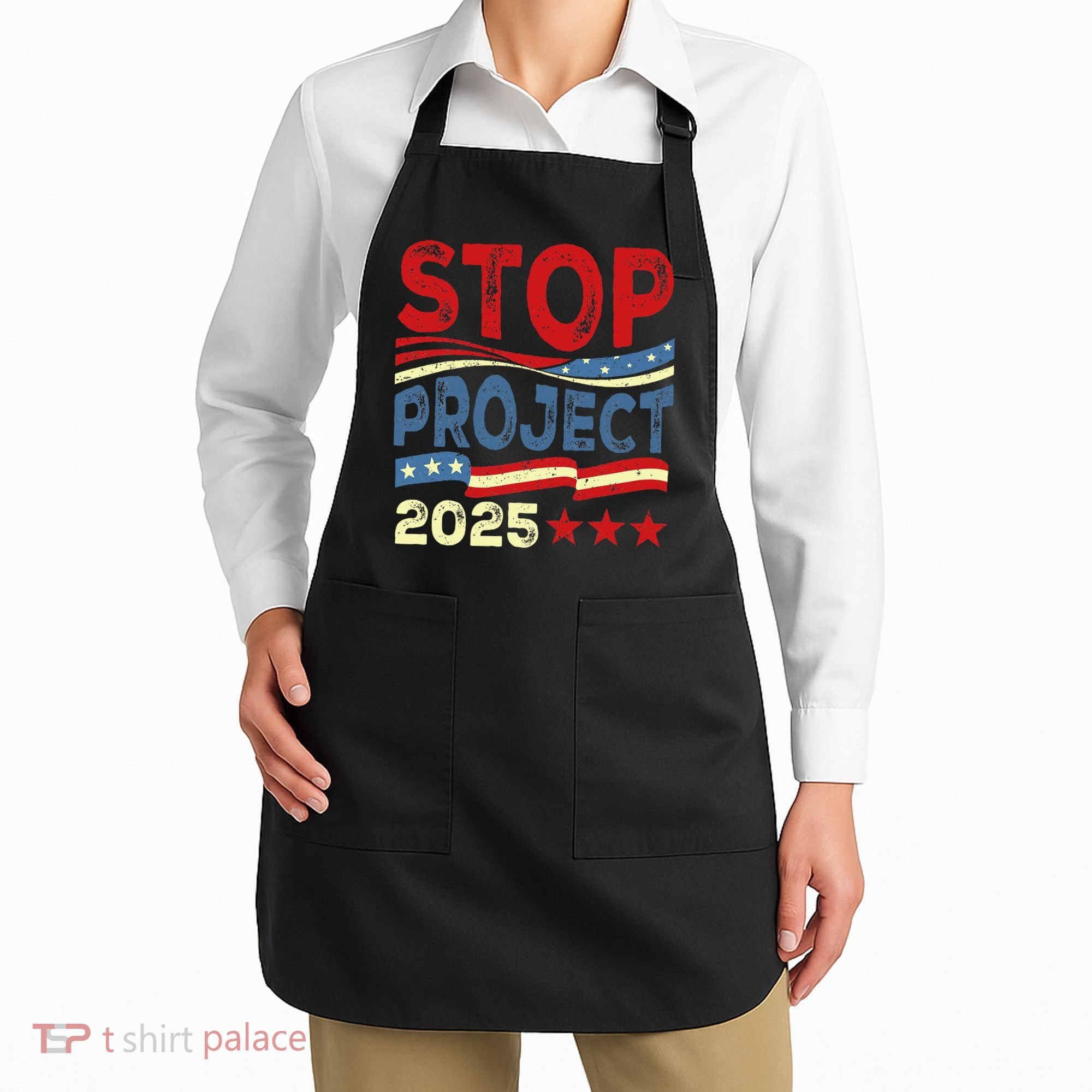 Stop Project 2025 Anti Trump Usa Flag Political Apron