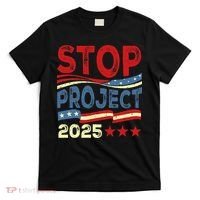 Stop Project 2025 Anti Trump Usa Flag Political T-Shirt thumb 0