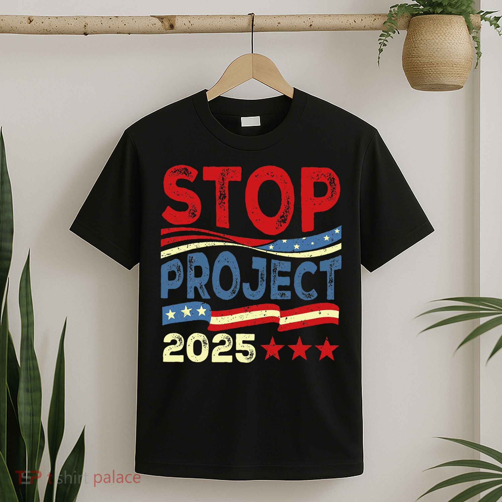 Stop Project 2025 Anti Trump Usa Flag Political T-Shirt