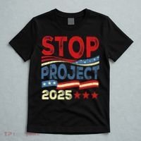 Stop Project 2025 Anti Trump Usa Flag Political T-Shirt thumb 5