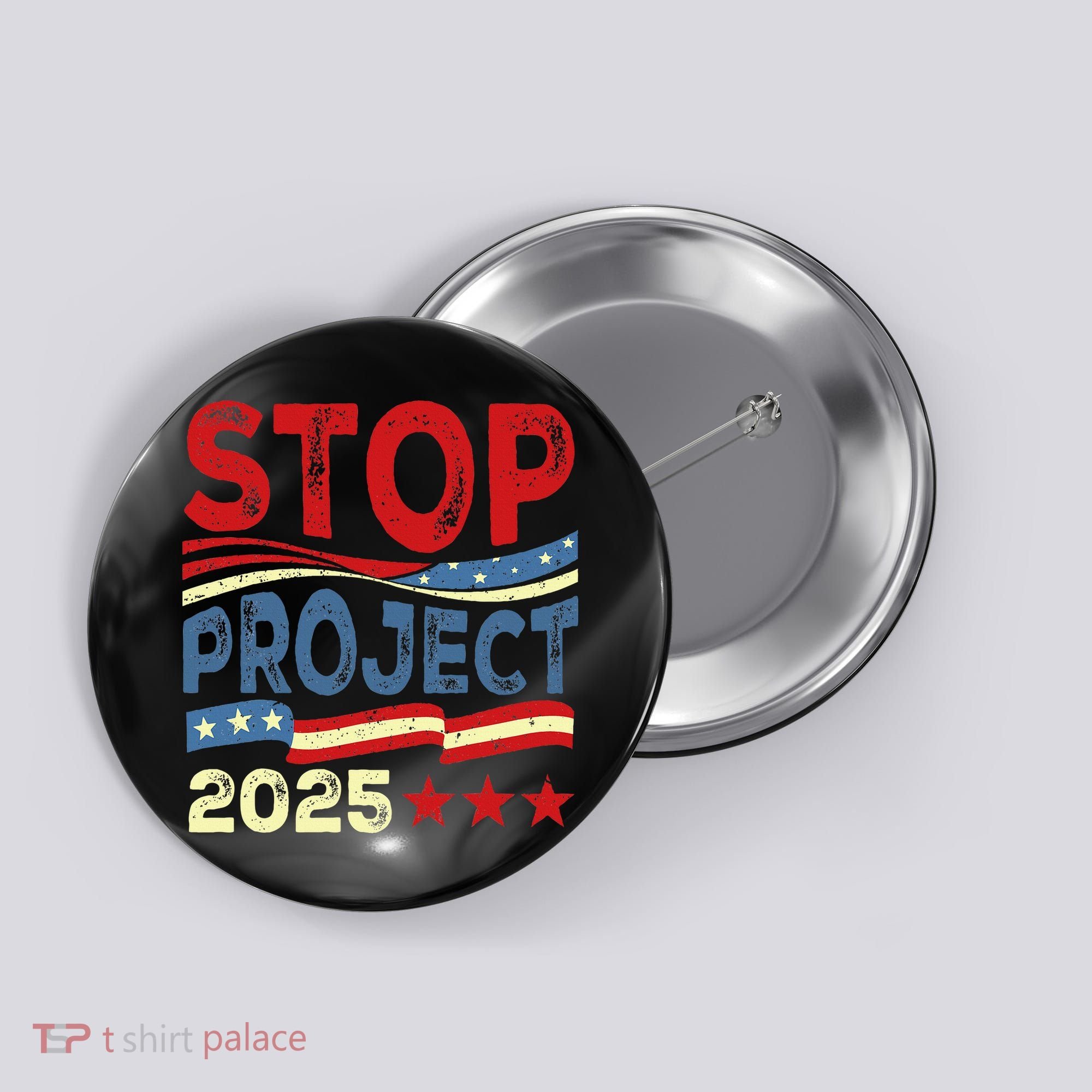 Stop Project 2025 Anti Trump Usa Flag Political Button