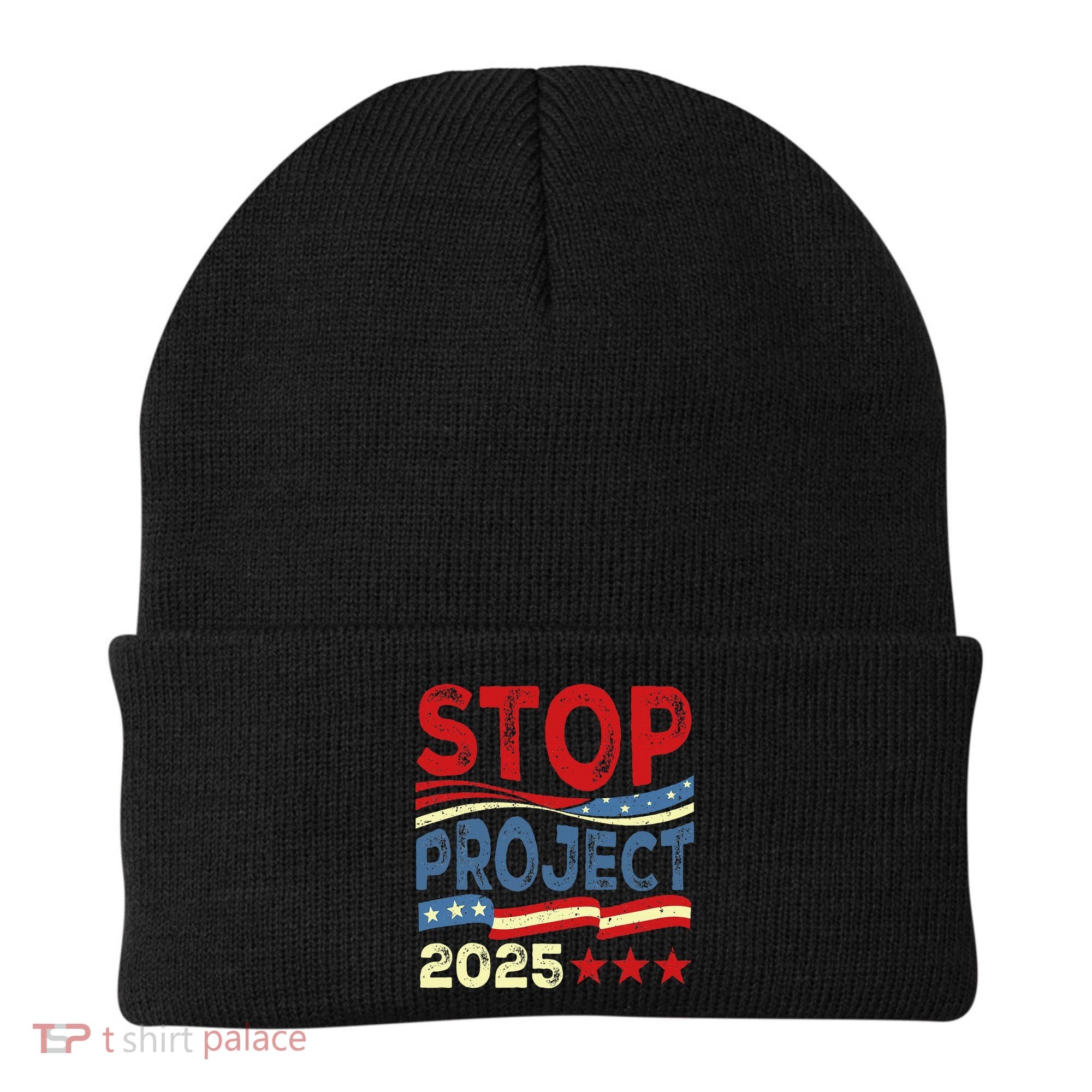 Stop Project 2025 Anti Trump Usa Flag Political Beanie