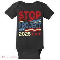 Stop Project 2025 Anti Trump Usa Flag Political Baby Bodysuit thumb 0