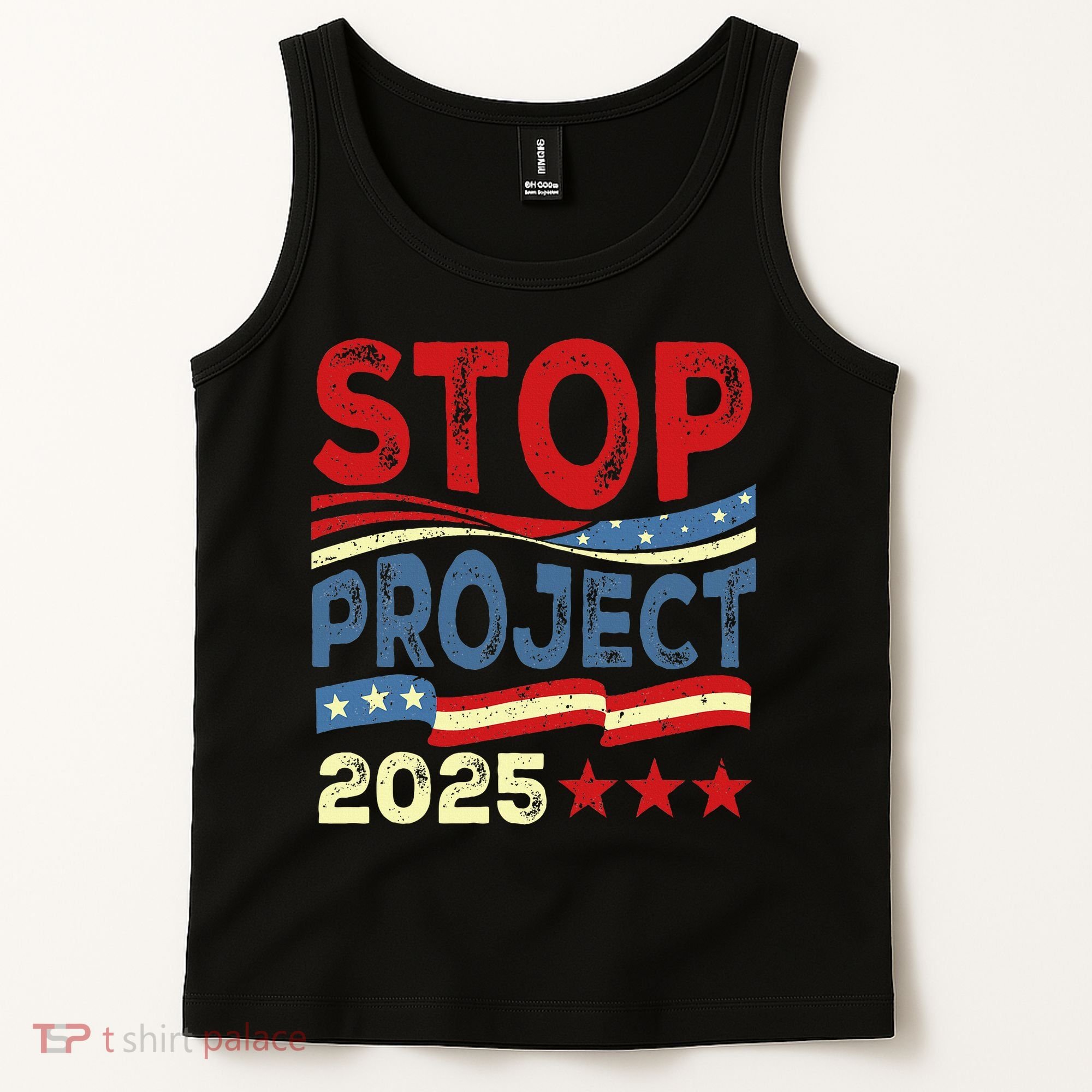 Stop Project 2025 Anti Trump Usa Flag Political Tank Top