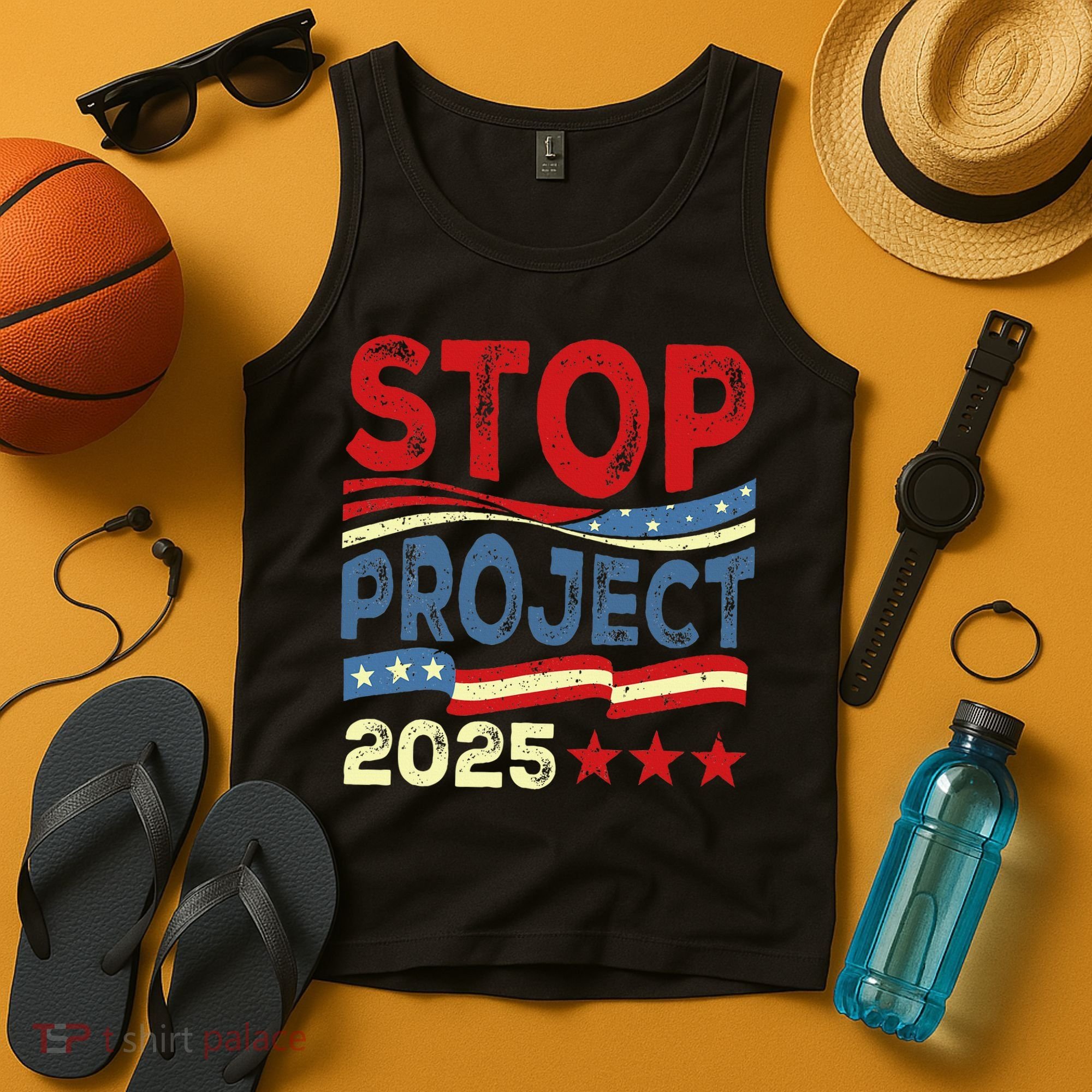 Stop Project 2025 Anti Trump Usa Flag Political Tank Top