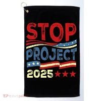Stop Project 2025 Anti Trump Usa Flag Political Golf Towel thumb 0