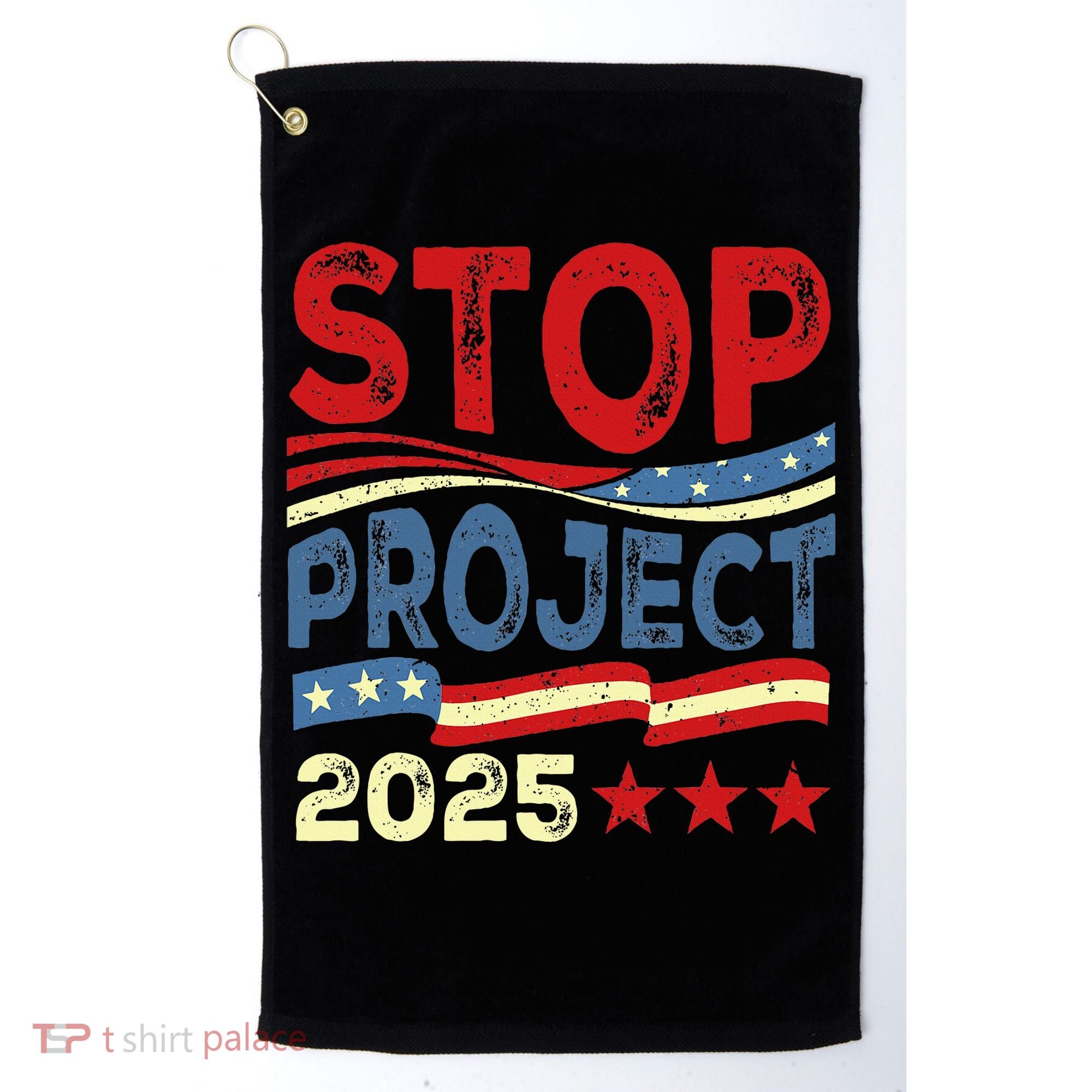 Stop Project 2025 Anti Trump Usa Flag Political Golf Towel