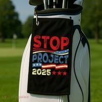 Stop Project 2025 Anti Trump Usa Flag Political Golf Towel thumb 2