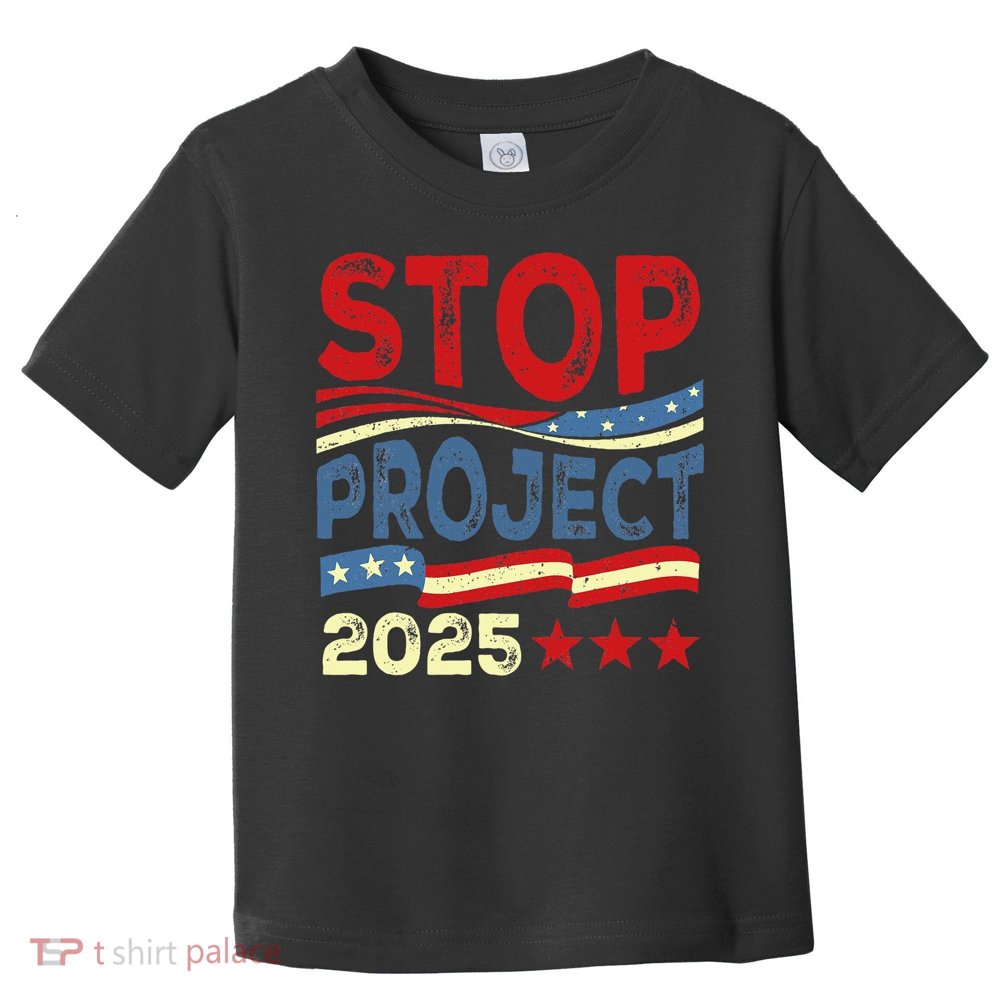 Stop Project 2025 Anti Trump Usa Flag Political Toddler T-Shirt