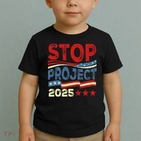 Stop Project 2025 Anti Trump Usa Flag Political Toddler T-Shirt thumb 2