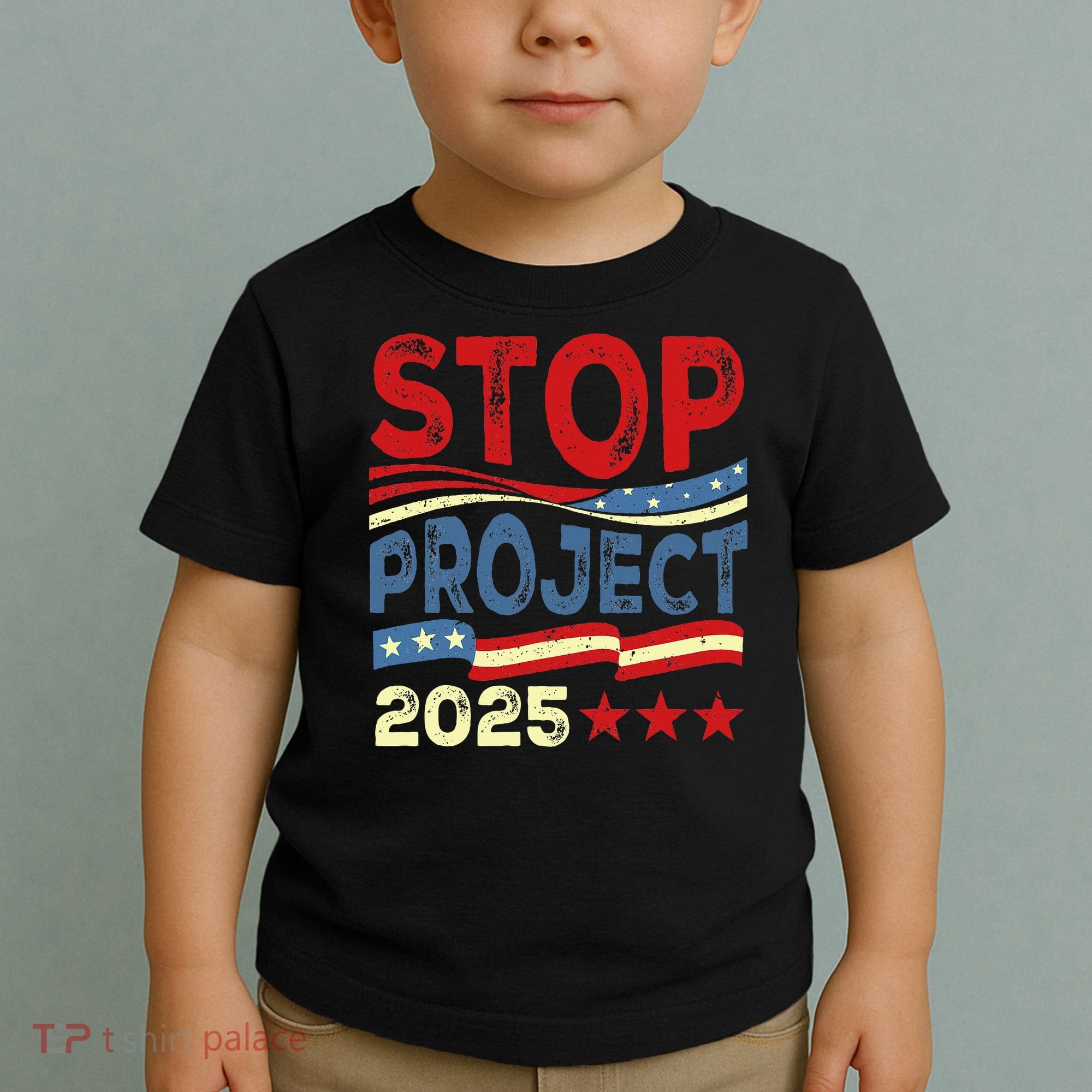 Stop Project 2025 Anti Trump Usa Flag Political Toddler T-Shirt