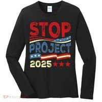 Stop Project 2025 Anti Trump Usa Flag Political Women's Long Sleeve Shirt thumb 0