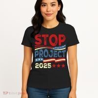 Stop Project 2025 Anti Trump Usa Flag Political Women's T-Shirt thumb 4