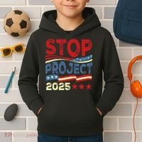 Stop Project 2025 Anti Trump Usa Flag Political Kids Hoodie thumb 2
