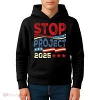 Stop Project 2025 Anti Trump Usa Flag Political Kids Hoodie thumb 4