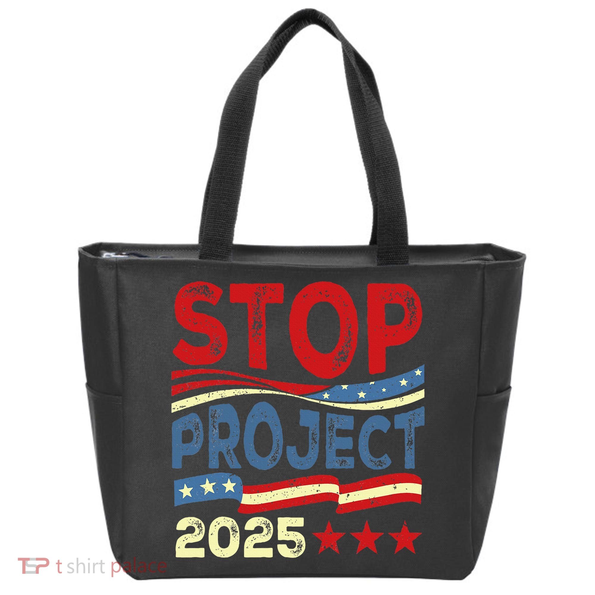 Stop Project 2025 Anti Trump Usa Flag Political Tote Bag