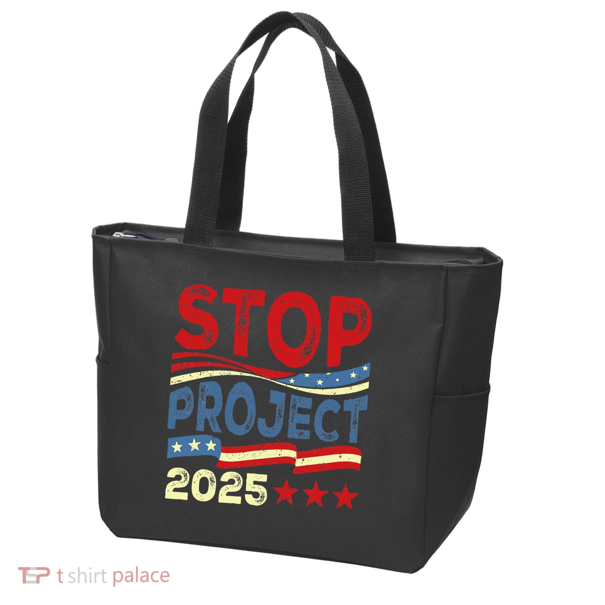 Stop Project 2025 Anti Trump Usa Flag Political Tote Bag
