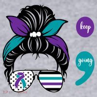 Suicide Prevention Awareness Semicolon Keep Going Messy Bun Gift Women's Sweatshirt thumb 2