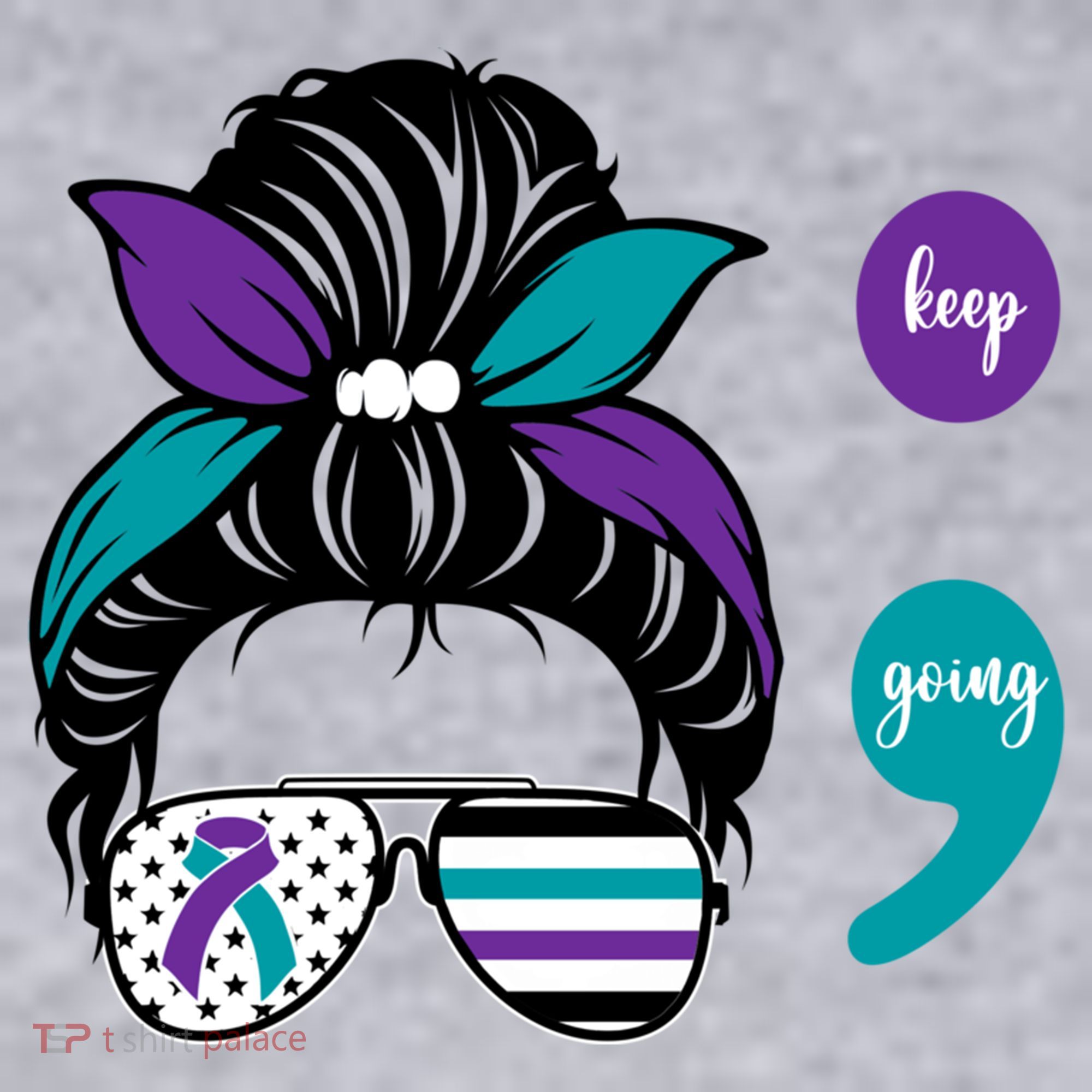Suicide Prevention Awareness Semicolon Keep Going Messy Bun Gift Women's Sweatshirt