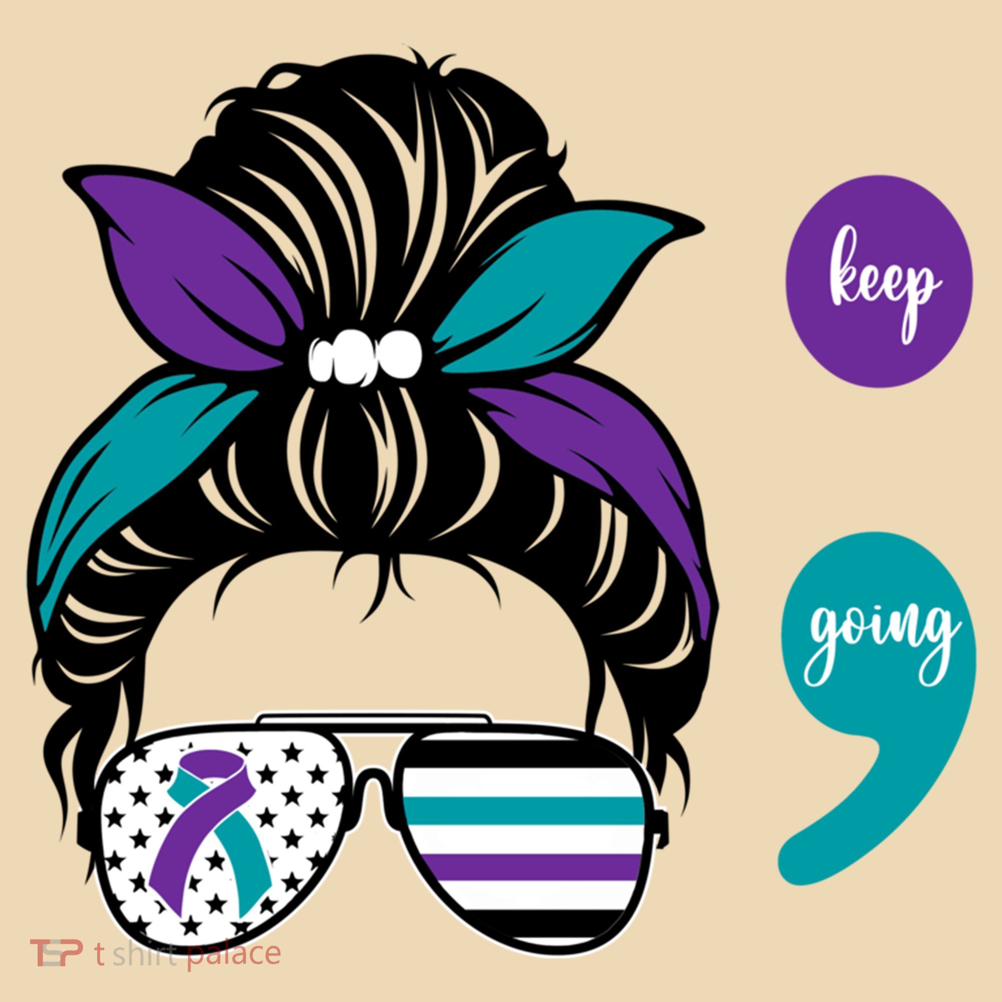 Suicide Prevention Awareness Semicolon Keep Going Messy Bun Gift Tote Bag