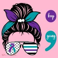 Suicide Prevention Awareness Semicolon Keep Going Messy Bun Gift Coaster thumb 2