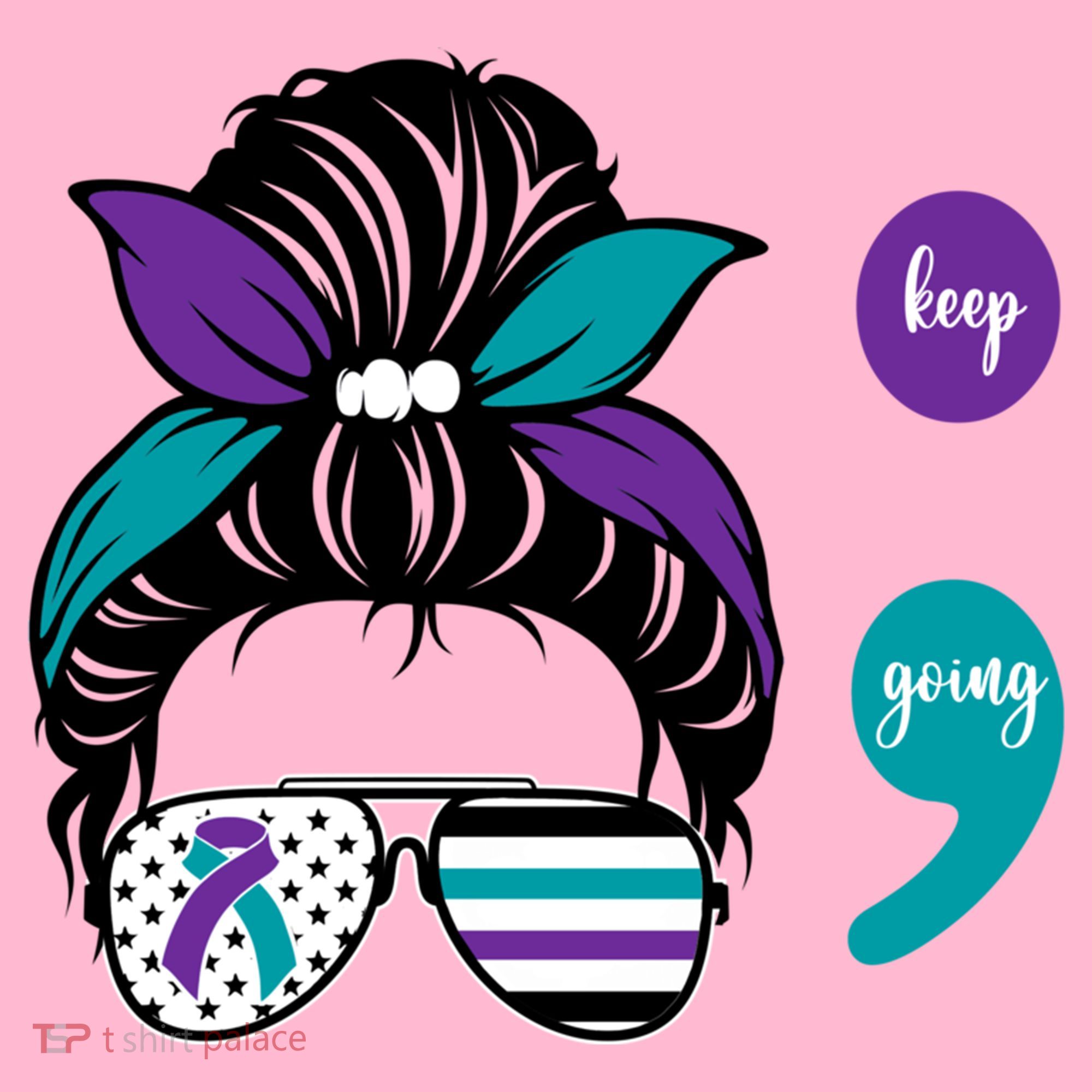 Suicide Prevention Awareness Semicolon Keep Going Messy Bun Gift Coaster