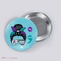 Suicide Prevention Awareness Semicolon Keep Going Messy Bun Gift Button thumb 0