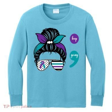 Suicide Prevention Awareness Semicolon Keep Going Messy Bun Gift Kids Long Sleeve Shirt