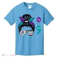 Suicide Prevention Awareness Semicolon Keep Going Messy Bun Gift Kids T-Shirt thumb 0