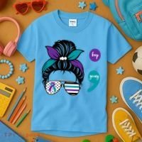 Suicide Prevention Awareness Semicolon Keep Going Messy Bun Gift Kids T-Shirt thumb 3