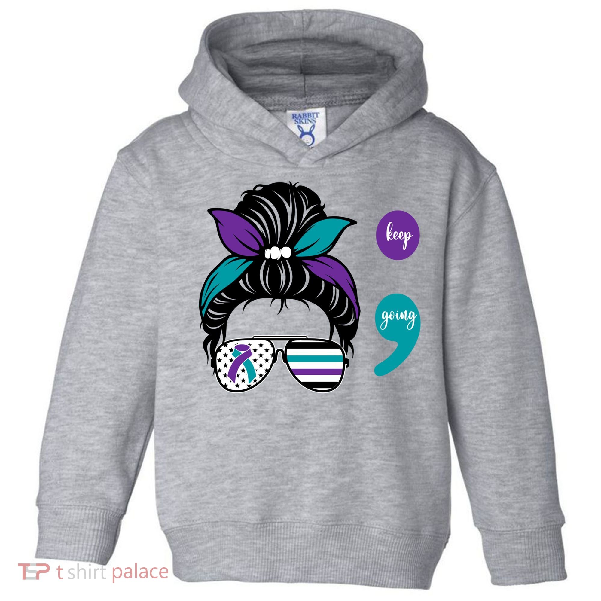 Suicide Prevention Awareness Semicolon Keep Going Messy Bun Gift Toddler Hoodie