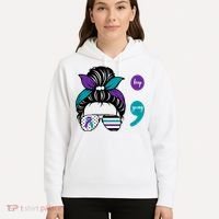 Suicide Prevention Awareness Semicolon Keep Going Messy Bun Gift Hoodie thumb 5