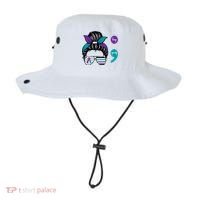 Suicide Prevention Awareness Semicolon Keep Going Messy Bun Gift Bucket Hat thumb 0