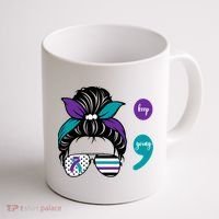 Suicide Prevention Awareness Semicolon Keep Going Messy Bun Gift Coffee Mug thumb 1