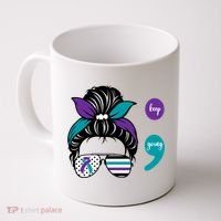 Suicide Prevention Awareness Semicolon Keep Going Messy Bun Gift Coffee Mug thumb 0