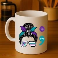 Suicide Prevention Awareness Semicolon Keep Going Messy Bun Gift Coffee Mug thumb 4