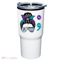 Suicide Prevention Awareness Semicolon Keep Going Messy Bun Gift Tumbler thumb 0