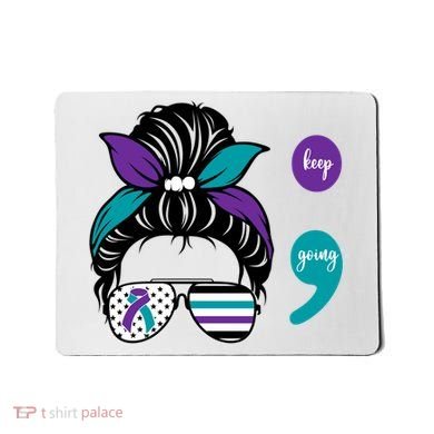 Suicide Prevention Awareness Semicolon Keep Going Messy Bun Gift Mousepad