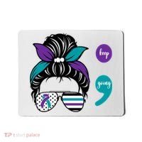 Suicide Prevention Awareness Semicolon Keep Going Messy Bun Gift Mousepad thumb 0