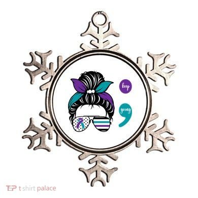 Suicide Prevention Awareness Semicolon Keep Going Messy Bun Gift Ornament
