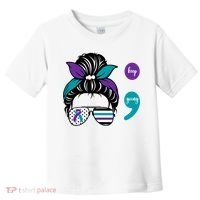 Suicide Prevention Awareness Semicolon Keep Going Messy Bun Gift Toddler T-Shirt thumb 0
