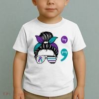 Suicide Prevention Awareness Semicolon Keep Going Messy Bun Gift Toddler T-Shirt thumb 2