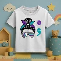 Suicide Prevention Awareness Semicolon Keep Going Messy Bun Gift Toddler T-Shirt thumb 3