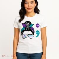 Suicide Prevention Awareness Semicolon Keep Going Messy Bun Gift Women's T-Shirt thumb 4