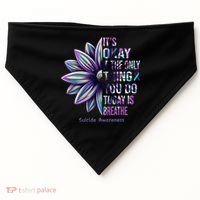 Suicide Prevention Awareness Teal Ribbon And Sunflower Gifts USA-Made Doggie Bandana thumb 0