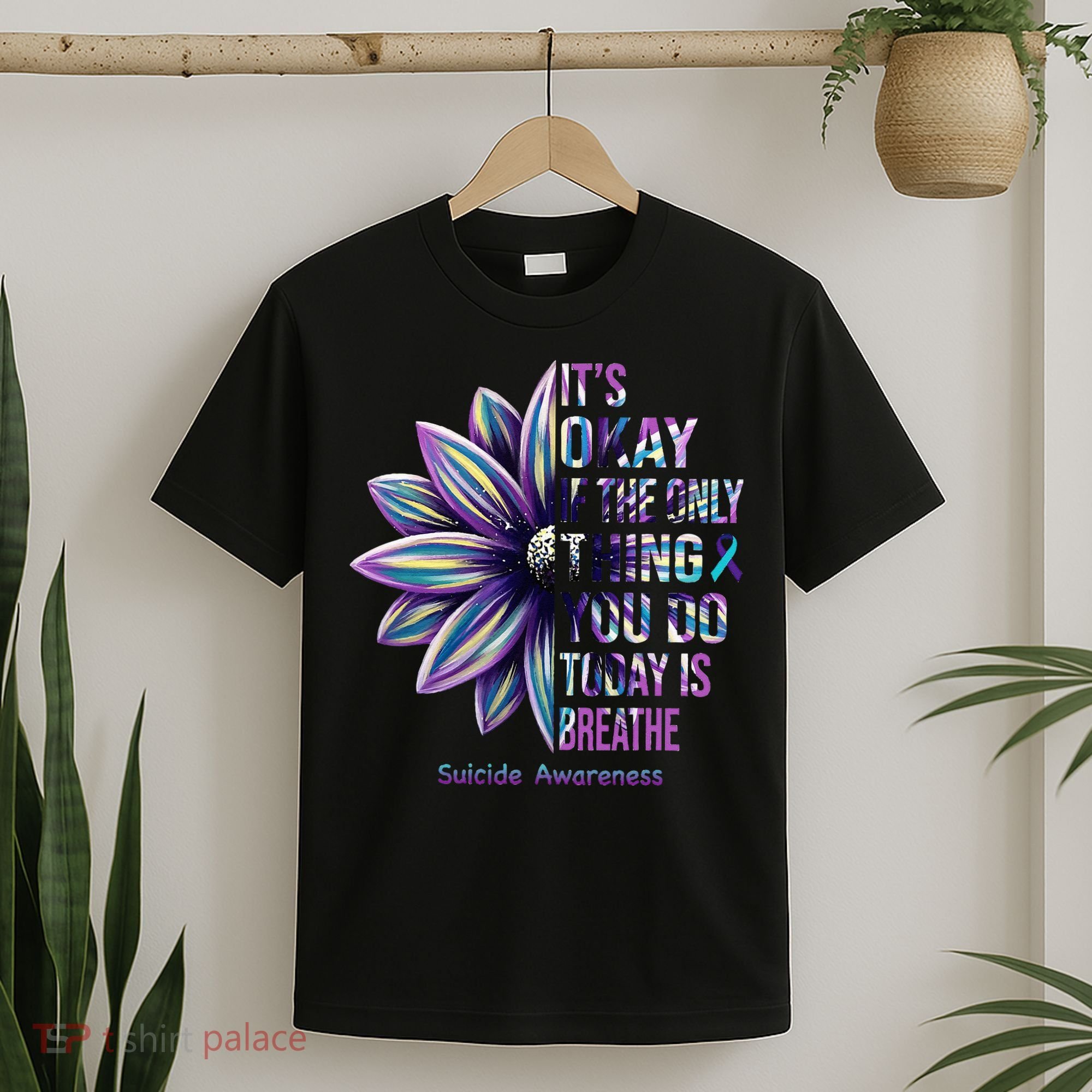 Suicide Prevention Awareness Teal Ribbon And Sunflower Gifts T-Shirt